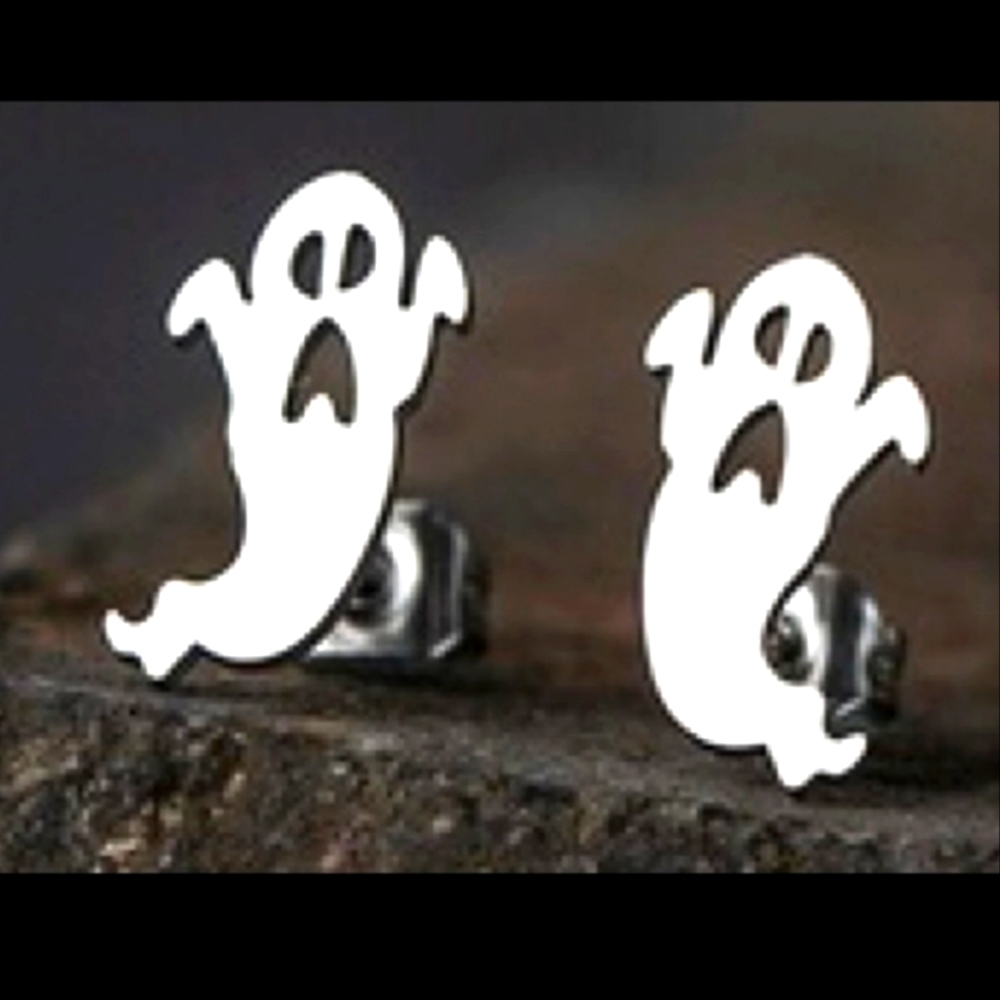 Silver Toned 👻 Ghost Earrings